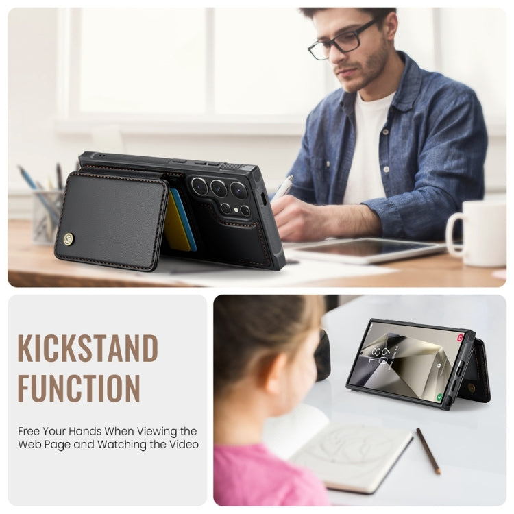 For Samsung Galaxy S24 Ultra 5G JEEHOOD J05 Business Magnetic Style RFID Leather Phone Case(Black) - HoMEdemic™ 