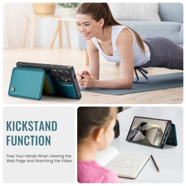 For Samsung Galaxy S24 Ultra 5G JEEHOOD J05 Business Magnetic Style RFID Leather Phone Case(Blue Green) - HoMEdemic™ 