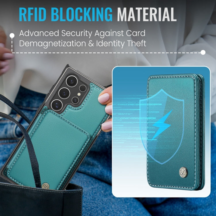 For Samsung Galaxy S24 Ultra 5G JEEHOOD J05 Business Magnetic Style RFID Leather Phone Case(Blue Green) - HoMEdemic™ 
