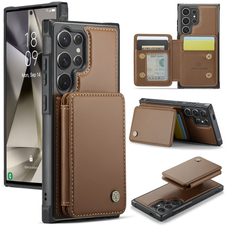For Samsung Galaxy S24 Ultra 5G JEEHOOD J05 Business Magnetic Style RFID Leather Phone Case(Brown) - HoMEdemic™ 