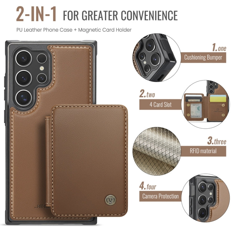 For Samsung Galaxy S24 Ultra 5G JEEHOOD J05 Business Magnetic Style RFID Leather Phone Case(Brown) - HoMEdemic™ 