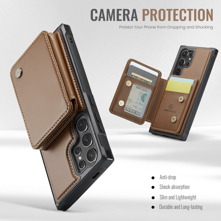 For Samsung Galaxy S24 Ultra 5G JEEHOOD J05 Business Magnetic Style RFID Leather Phone Case(Brown) - HoMEdemic™ 