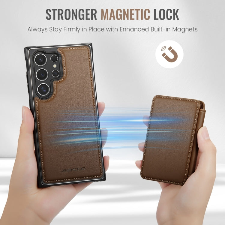 For Samsung Galaxy S24 Ultra 5G JEEHOOD J05 Business Magnetic Style RFID Leather Phone Case(Brown) - HoMEdemic™ 