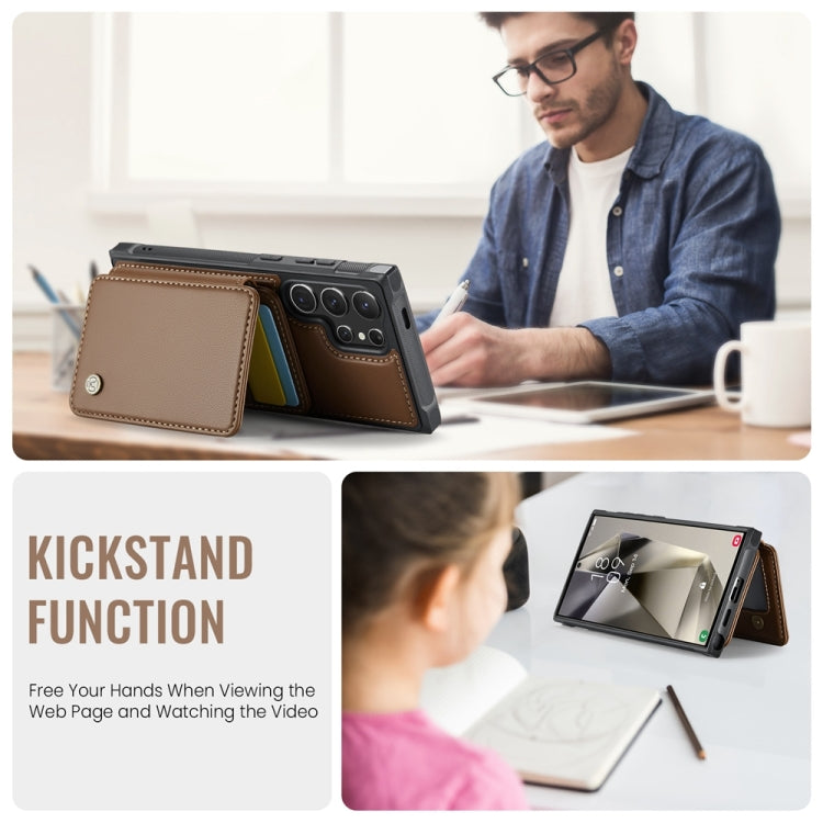 For Samsung Galaxy S24 Ultra 5G JEEHOOD J05 Business Magnetic Style RFID Leather Phone Case(Brown) - HoMEdemic™ 