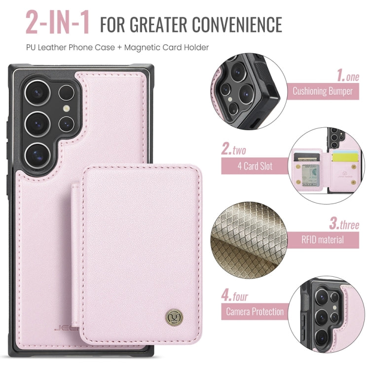 For Samsung Galaxy S24 Ultra 5G JEEHOOD J05 Business Magnetic Style RFID Leather Phone Case(Pink) - HoMEdemic™ 