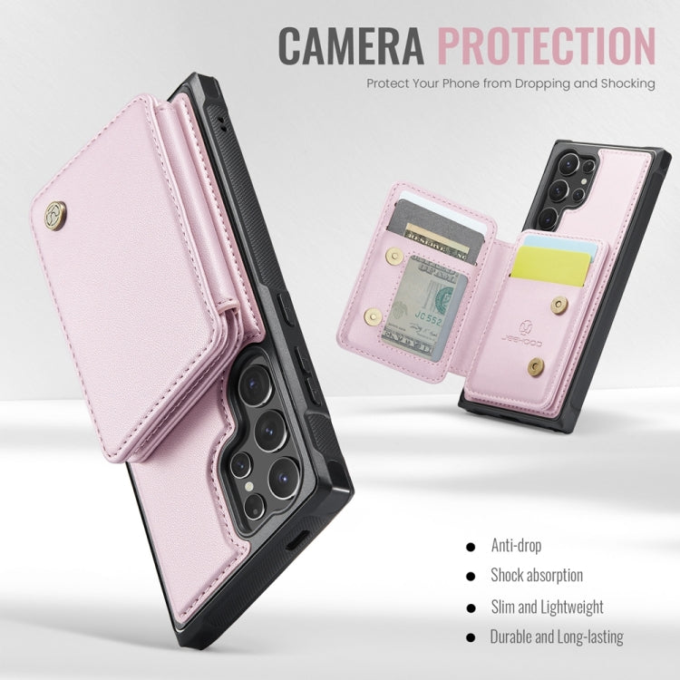 For Samsung Galaxy S24 Ultra 5G JEEHOOD J05 Business Magnetic Style RFID Leather Phone Case(Pink) - HoMEdemic™ 