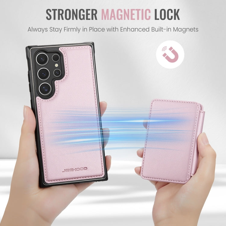 For Samsung Galaxy S24 Ultra 5G JEEHOOD J05 Business Magnetic Style RFID Leather Phone Case(Pink) - HoMEdemic™ 