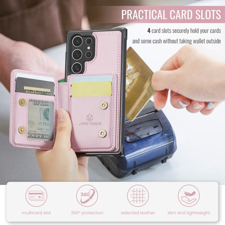 For Samsung Galaxy S24 Ultra 5G JEEHOOD J05 Business Magnetic Style RFID Leather Phone Case(Pink) - HoMEdemic™ 