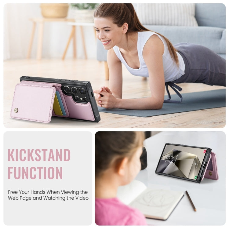 For Samsung Galaxy S24 Ultra 5G JEEHOOD J05 Business Magnetic Style RFID Leather Phone Case(Pink) - HoMEdemic™ 