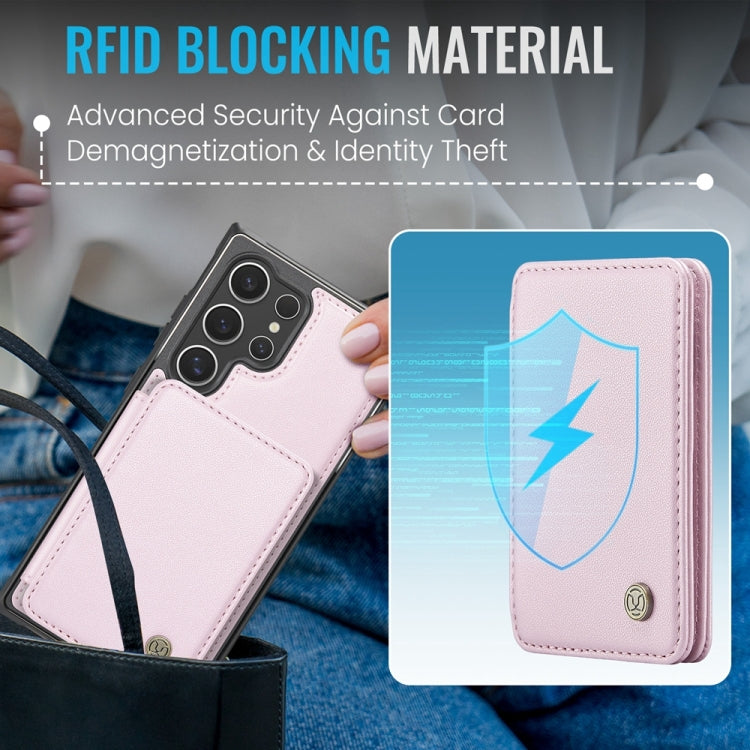 For Samsung Galaxy S24 Ultra 5G JEEHOOD J05 Business Magnetic Style RFID Leather Phone Case(Pink) - HoMEdemic™ 