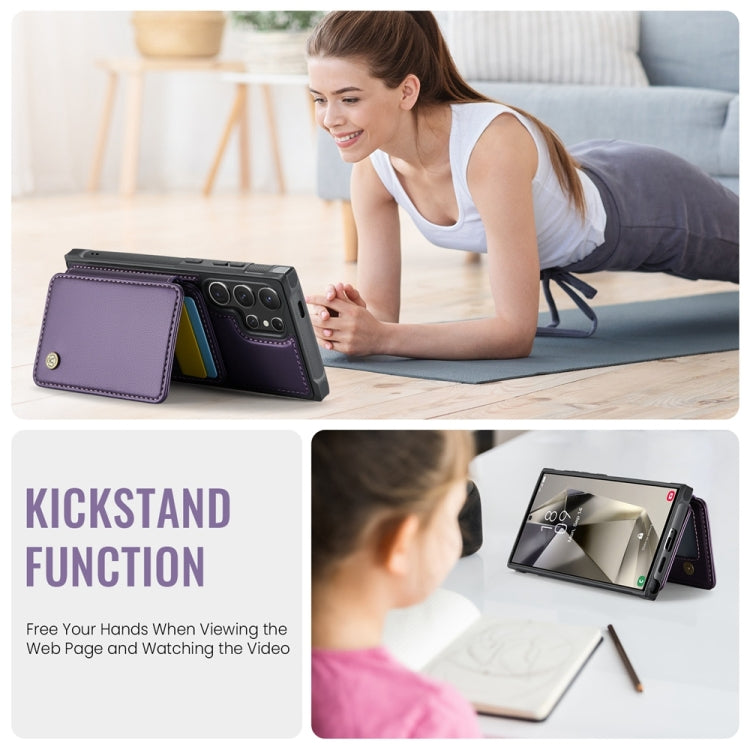 For Samsung Galaxy S24 Ultra 5G JEEHOOD J05 Business Magnetic Style RFID Leather Phone Case(Purple) - HoMEdemic™ 