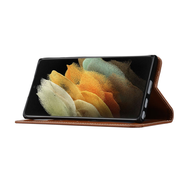For Samsung Galaxy S24 Ultra 5G Knead Skin Texture Flip Leather Phone Case(Brown) - HoMEdemic™ 