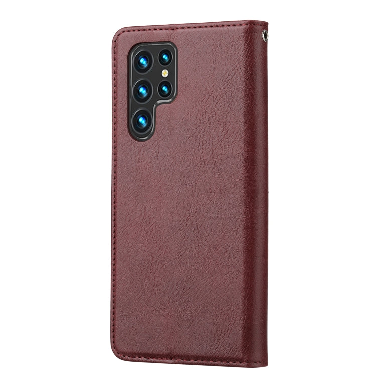 For Samsung Galaxy S24 Ultra 5G Knead Skin Texture Flip Leather Phone Case(Wine Red) - HoMEdemic™ 