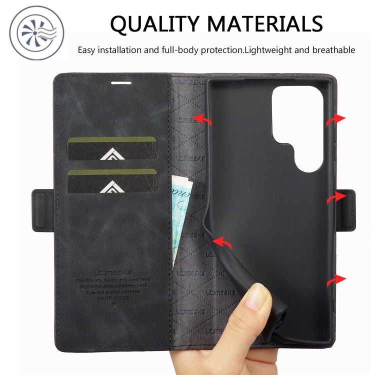 For Samsung Galaxy S24 Ultra 5G LC.IMEEKE Strong Magnetism Microfiber Leather Phone Case(Black) - HoMEdemic™ 