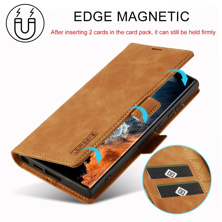 For Samsung Galaxy S24 Ultra 5G LC.IMEEKE Strong Magnetism Microfiber Leather Phone Case(Brown) - HoMEdemic™ 