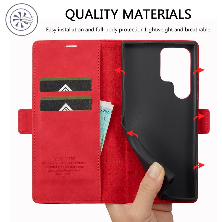 For Samsung Galaxy S24 Ultra 5G LC.IMEEKE Strong Magnetism Microfiber Leather Phone Case(Red) - HoMEdemic™ 