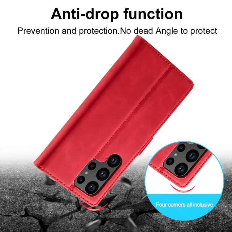 For Samsung Galaxy S24 Ultra 5G LC.IMEEKE Strong Magnetism Microfiber Leather Phone Case(Red) - HoMEdemic™ 