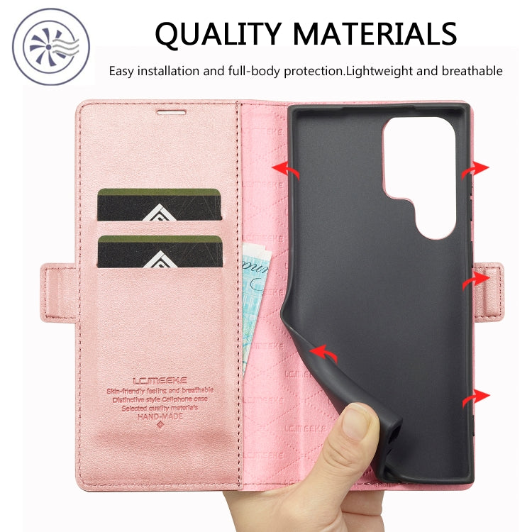 For Samsung Galaxy S24 Ultra 5G LC.IMEEKE Strong Magnetism Microfiber Leather Phone Case(Rose Gold) - HoMEdemic™ 