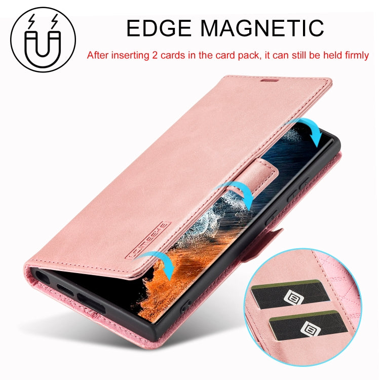 For Samsung Galaxy S24 Ultra 5G LC.IMEEKE Strong Magnetism Microfiber Leather Phone Case(Rose Gold) - HoMEdemic™ 
