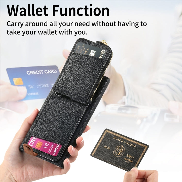 For Samsung Galaxy S24 Ultra 5G Litchi Leather Oil Edge Ring Zipper Wallet Back Phone Case(Black) - HoMEdemic™ 
