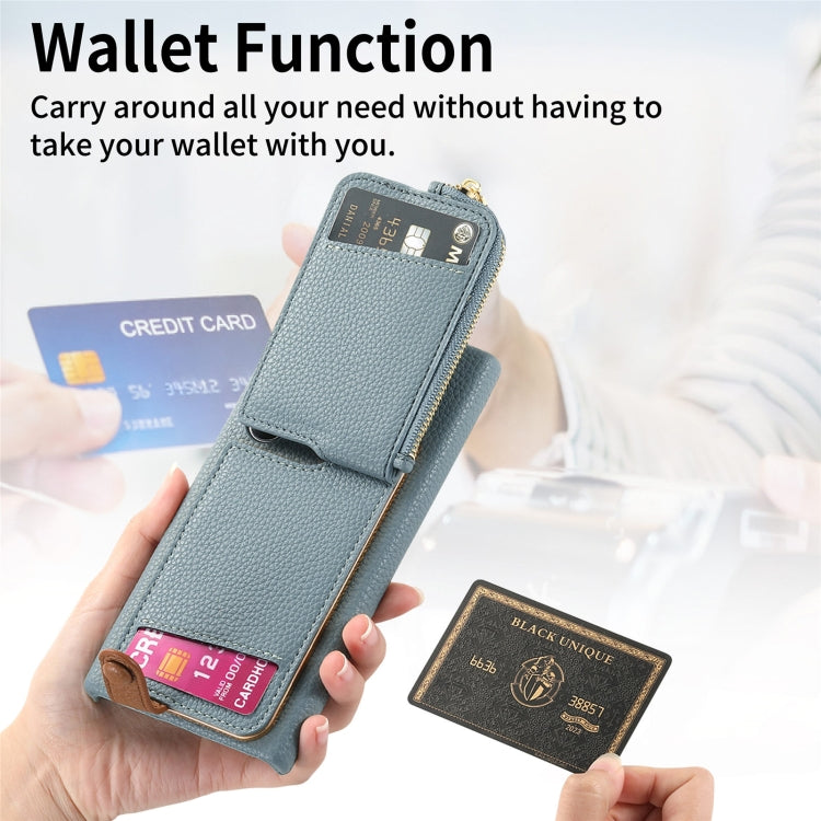 For Samsung Galaxy S24 Ultra 5G Litchi Leather Oil Edge Ring Zipper Wallet Back Phone Case(Blue) - HoMEdemic™ 