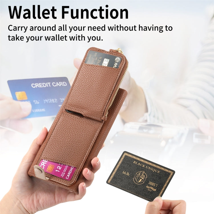 For Samsung Galaxy S24 Ultra 5G Litchi Leather Oil Edge Ring Zipper Wallet Back Phone Case(Brown) - HoMEdemic™ 