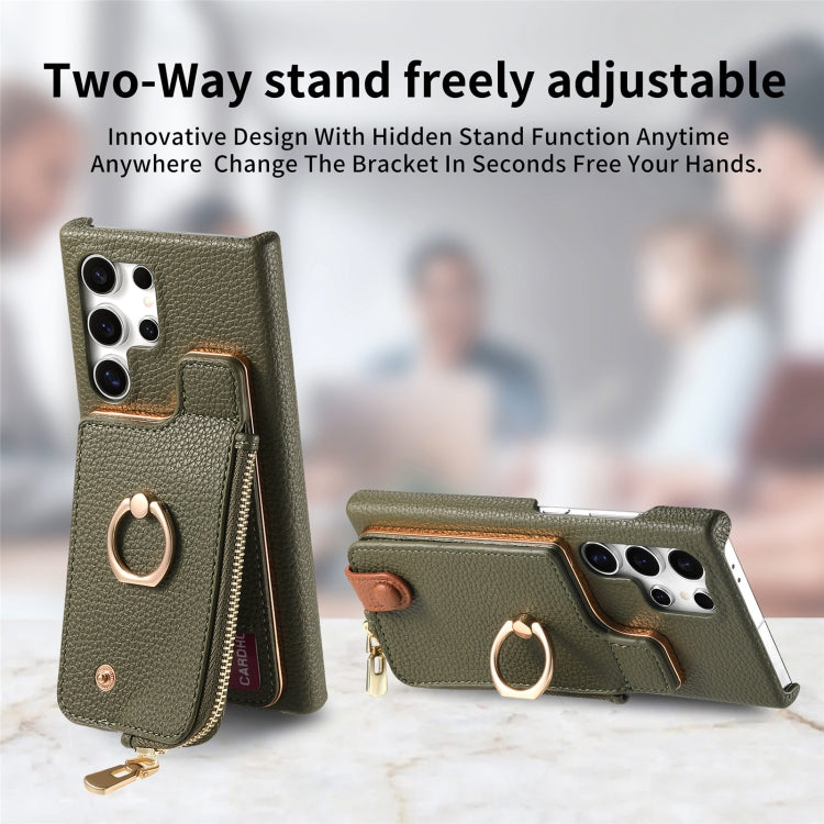 For Samsung Galaxy S24 Ultra 5G Litchi Leather Oil Edge Ring Zipper Wallet Back Phone Case(Green) - HoMEdemic™ 