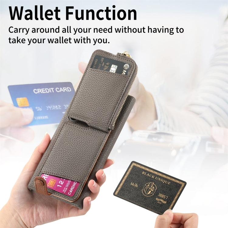 For Samsung Galaxy S24 Ultra 5G Litchi Leather Oil Edge Ring Zipper Wallet Back Phone Case(Grey) - HoMEdemic™ 