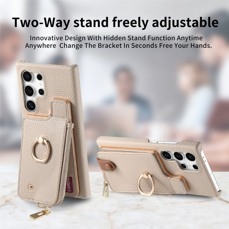 For Samsung Galaxy S24 Ultra 5G Litchi Leather Oil Edge Ring Zipper Wallet Back Phone Case(White) - HoMEdemic™ 