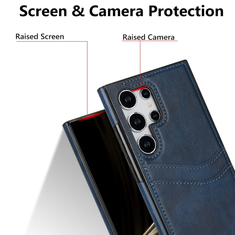 For Samsung Galaxy S24 Ultra 5G Litchi Leather Skin Card Slots Phone Case(Blue) - HoMEdemic™ 