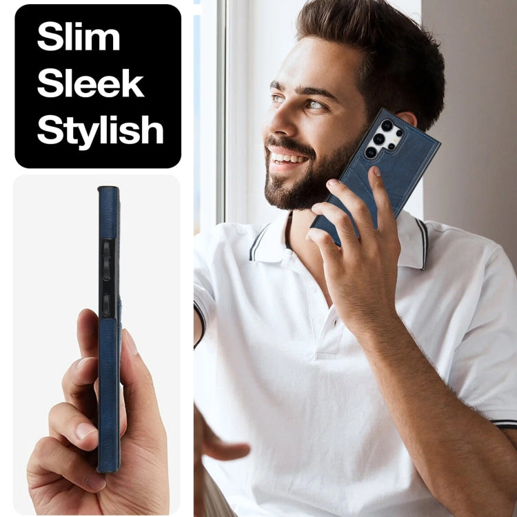 For Samsung Galaxy S24 Ultra 5G Litchi Leather Skin Card Slots Phone Case(Blue) - HoMEdemic™ 