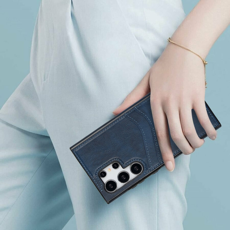 For Samsung Galaxy S24 Ultra 5G Litchi Leather Skin Card Slots Phone Case(Blue) - HoMEdemic™ 