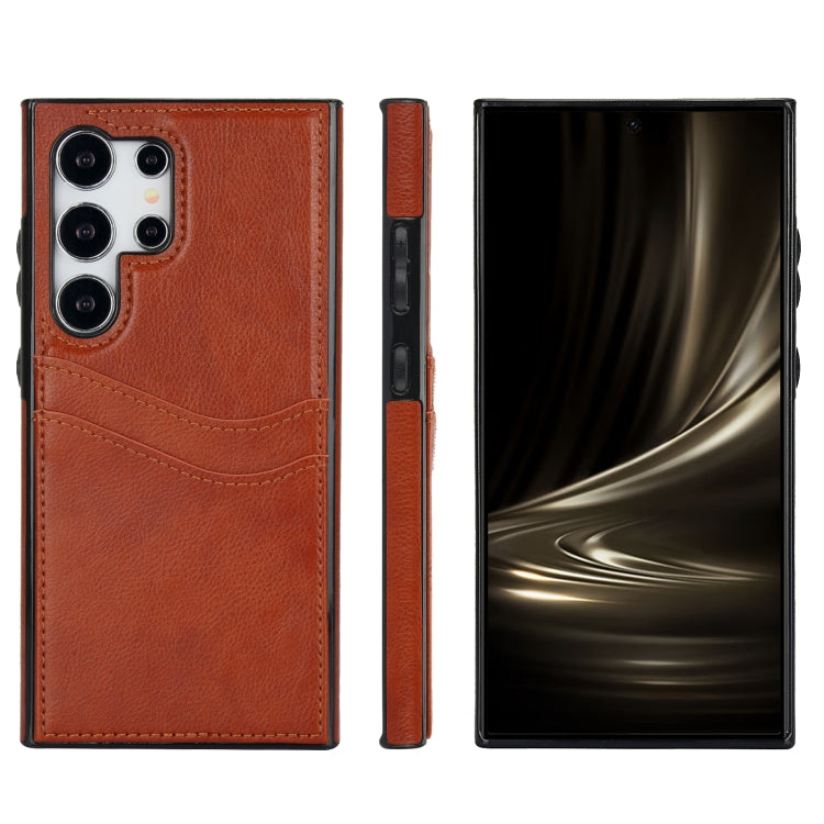 For Samsung Galaxy S24 Ultra 5G Litchi Leather Skin Card Slots Phone Case(Brown) - HoMEdemic™ 