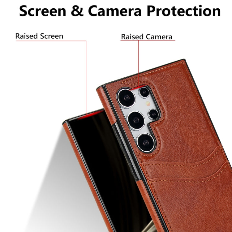 For Samsung Galaxy S24 Ultra 5G Litchi Leather Skin Card Slots Phone Case(Brown) - HoMEdemic™ 