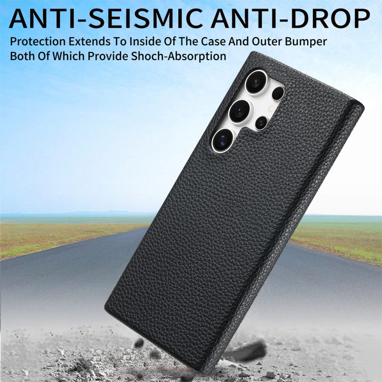 For Samsung Galaxy S24 Ultra 5G Litchi Oil Edge Leather Back Phone Case(Black) - HoMEdemic™ 