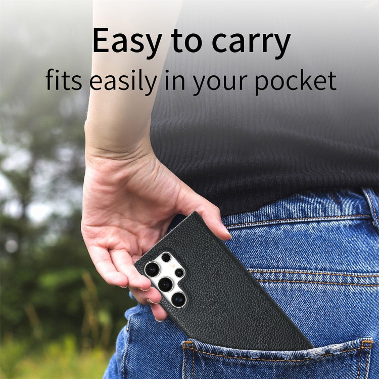 For Samsung Galaxy S24 Ultra 5G Litchi Oil Edge Leather Back Phone Case(Black) - HoMEdemic™ 