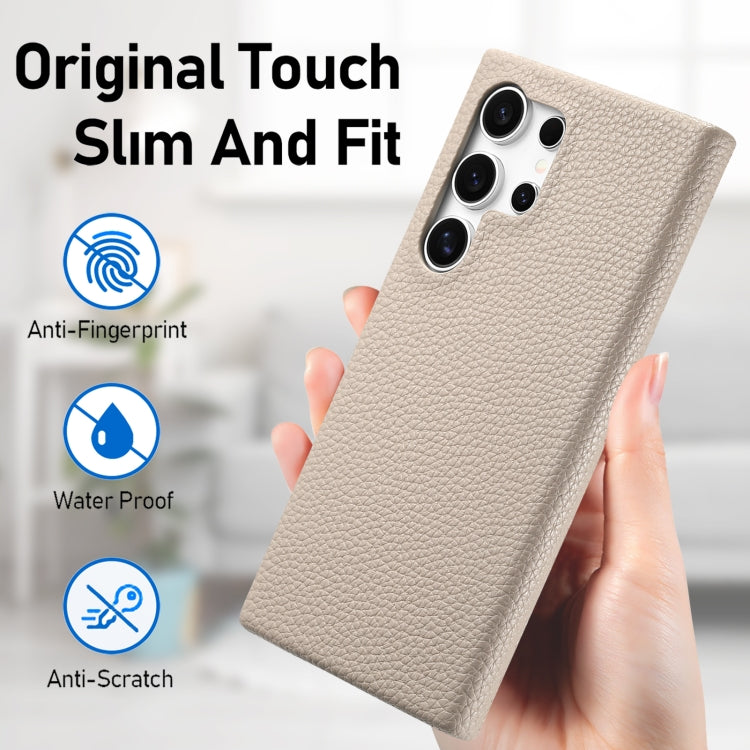 For Samsung Galaxy S24 Ultra 5G Litchi Oil Edge Leather Back Phone Case(Khaki) - HoMEdemic™ 