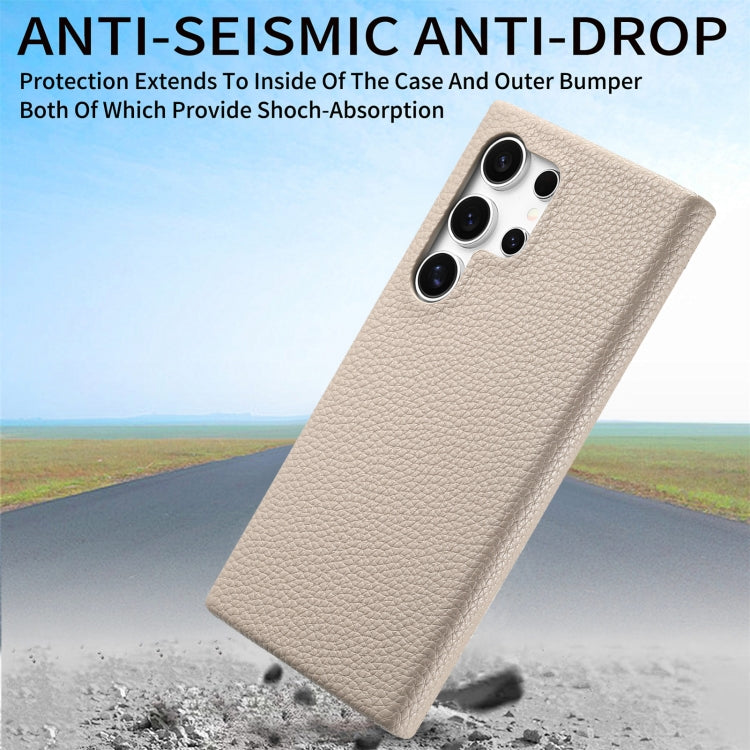 For Samsung Galaxy S24 Ultra 5G Litchi Oil Edge Leather Back Phone Case(Khaki) - HoMEdemic™ 