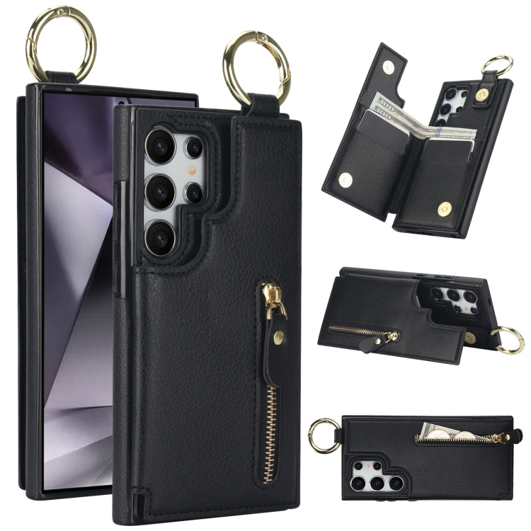 For Samsung Galaxy S24 Ultra 5G Litchi Texture Zipper Double Buckle Card Bag Phone Case(Black) - HoMEdemic™ 