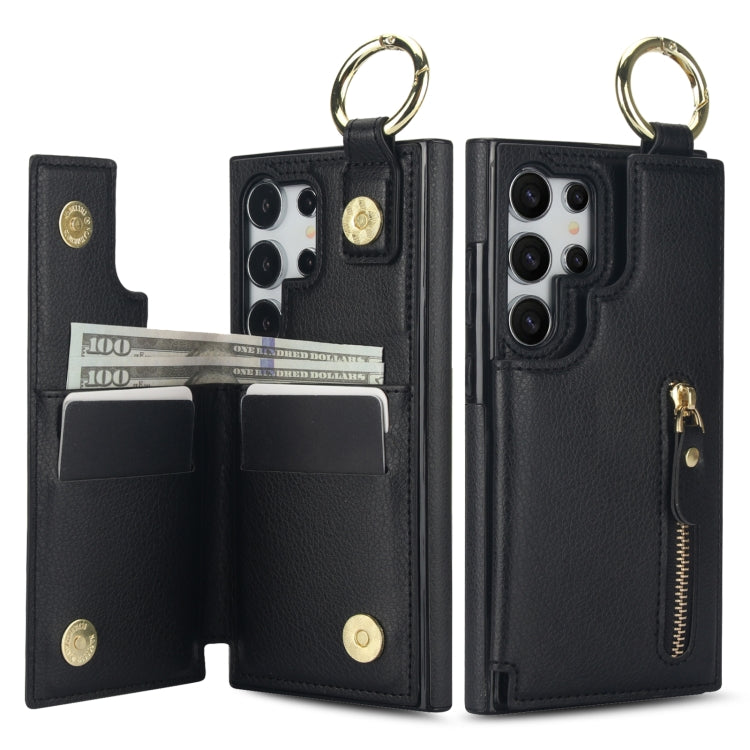 For Samsung Galaxy S24 Ultra 5G Litchi Texture Zipper Double Buckle Card Bag Phone Case(Black) - HoMEdemic™ 