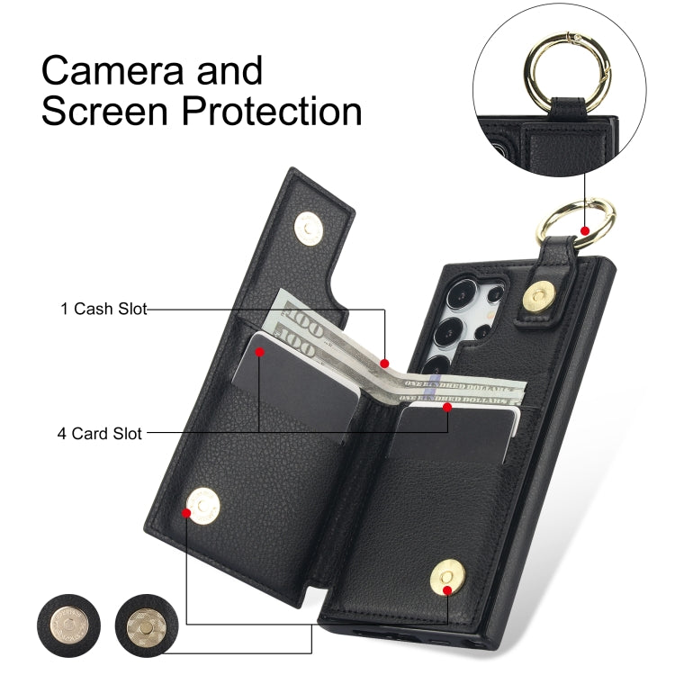 For Samsung Galaxy S24 Ultra 5G Litchi Texture Zipper Double Buckle Card Bag Phone Case(Black) - HoMEdemic™ 