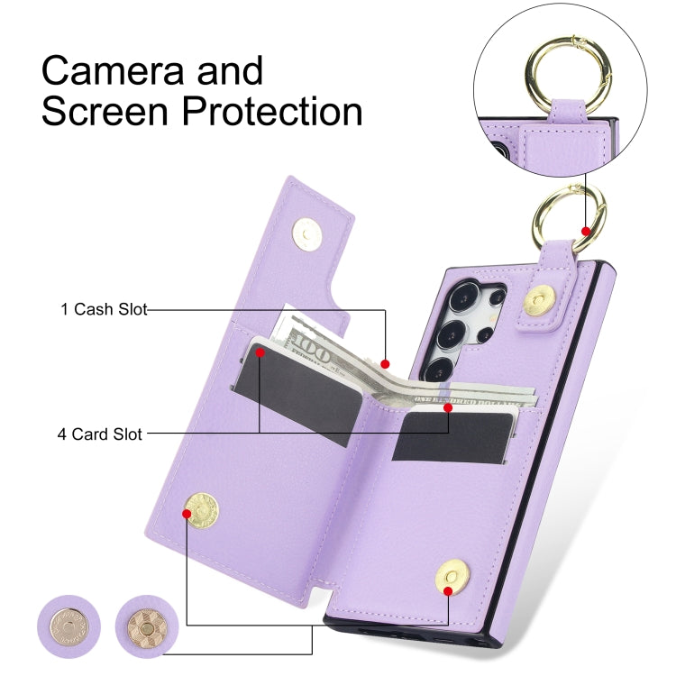 For Samsung Galaxy S24 Ultra 5G Litchi Texture Zipper Double Buckle Card Bag Phone Case(Purple) - HoMEdemic™ 