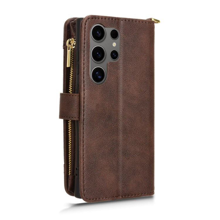 For Samsung Galaxy S24 Ultra 5G Litchi Texture Zipper Leather Phone Case(Brown) - HoMEdemic™ 