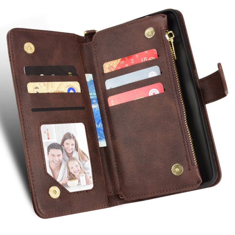 For Samsung Galaxy S24 Ultra 5G Litchi Texture Zipper Leather Phone Case(Brown) - HoMEdemic™ 
