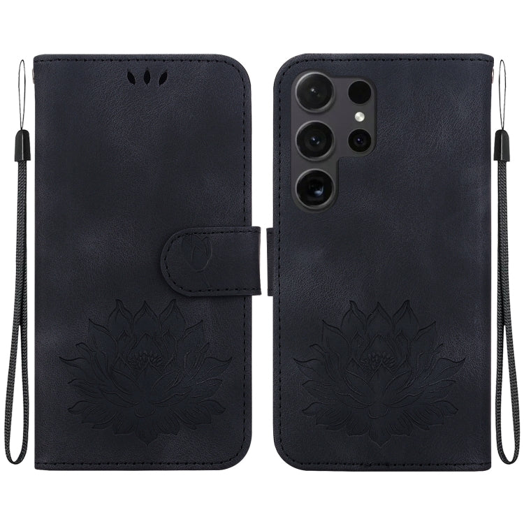 For Samsung Galaxy S24 Ultra 5G Lotus Embossed Leather Phone Case(Black) - HoMEdemic™ 