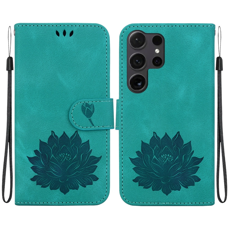 For Samsung Galaxy S24 Ultra 5G Lotus Embossed Leather Phone Case(Green) - HoMEdemic™ 