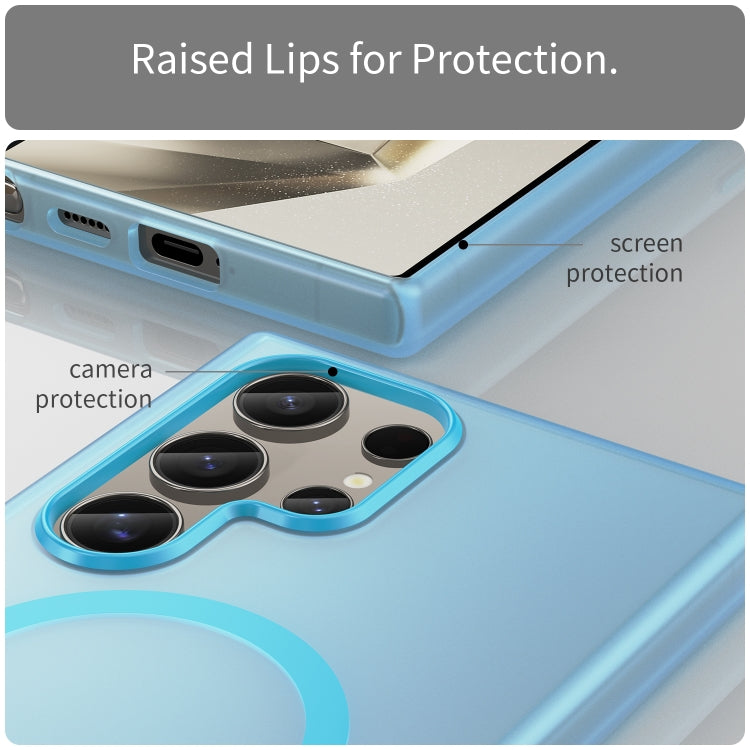 For Samsung Galaxy S24 Ultra 5G MagSafe Frosted Translucent TPU + PC Full Coverage Phone Case(Blue) - HoMEdemic™ 