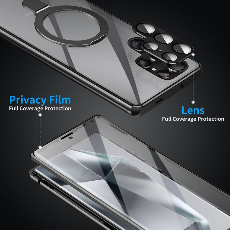For Samsung Galaxy S24 Ultra 5G MagSafe Magnetic HD Frosted Tempered Glass Holder Phone Case(Black) - HoMEdemic™ 