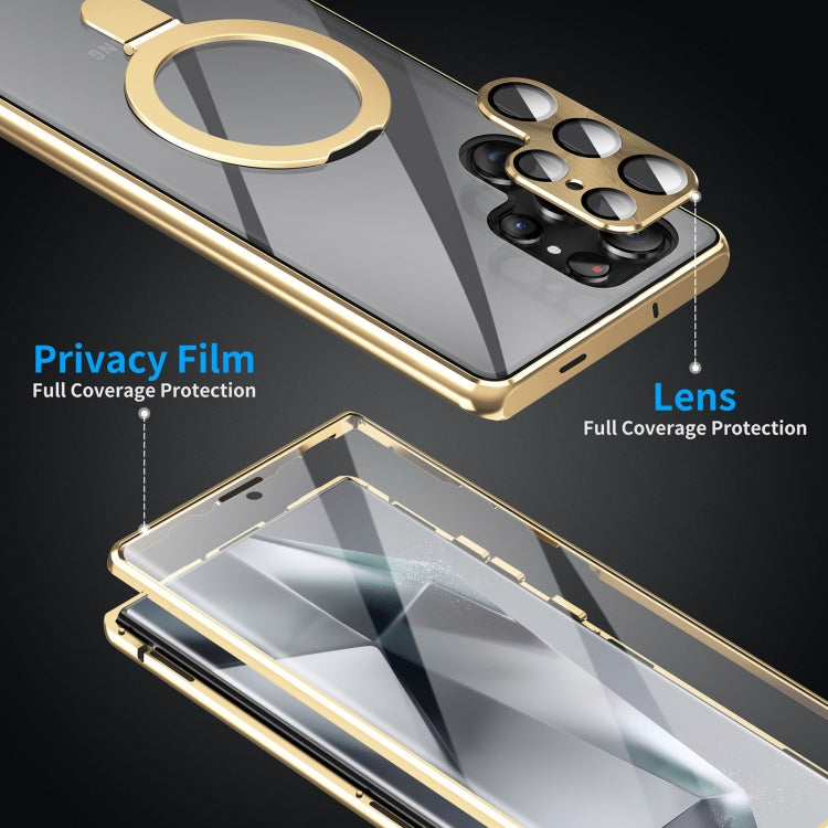 For Samsung Galaxy S24 Ultra 5G MagSafe Magnetic HD Frosted Tempered Glass Holder Phone Case(Gold) - HoMEdemic™ 