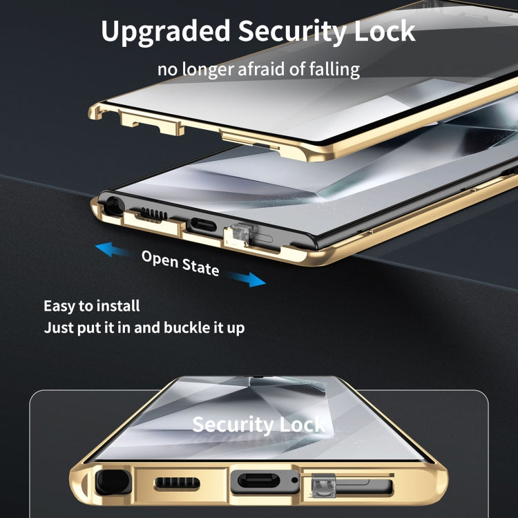 For Samsung Galaxy S24 Ultra 5G MagSafe Magnetic HD Frosted Tempered Glass Holder Phone Case(Gold) - HoMEdemic™ 
